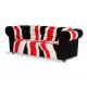 1 - 2 - 3 Seat Union Jack Fabric Chesterfield Sofa Couch With Wood Legs