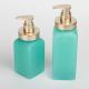 Luxury 500ml 750ml Matte Light Green Square Body Wash Soap Airless Salon Packaging Shampoo Bottle With Gold Pump
