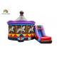 8x6m Purple Carousel Inflatable Fun Commercial Bounce Houses With Slide For Kids