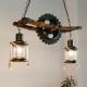 American Design Glass Chandelier Retro Cafe Wooden Lamp Gear Industrial rectangle chandelier(WH-VP-71)