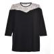 Lace And Viscose Woven Fabric Round Neck Ladies Blouse In Plus Size With Two Contrast Color