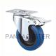 Blue Medium Duty Casters 4 In Rubber Swivel Caster With Brake