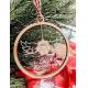 Birch Wood Engraved Pet Memorial Ornament Bauble With Glitter Ribbon