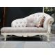 Wood Carved French Antique Luxury Chaise Lounge Golden White