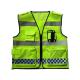 Zipper Closure Green Reflective Vest In Mesh Polyester With Multiple Pockets