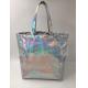 Fashionable Silver Holographic Bag , Laser PU Hologram Shopper Bag Special Design