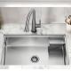 Rectangular 33 Inch Stainless Steel Kitchen Sink With Satin Polished Finish