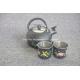 Promotion stainless steel tea kettle set with two mugs high grade fashion flower pattern water kettles