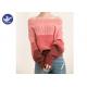 Sexy Off Shoulder Womens Knit Pullover Sweater , Pink Stripes Winter Knitted Jumpers