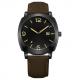 3 Atm Luxury Black 316L SS Man Quartz Watch With Leather Strap