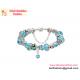 fashion silver bracelet Blue Beads Four Leaf Pendant Charm Silver Bracelet
