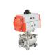 DN50 Pn16 CF8m 1000wog 3PC Pneumatic Actuators Float Ball Valve within 30 Days Refund