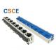 8 Port Ganged RJ45 Jack Connector , High Wearing Right Angle Ethernet Cable