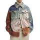 Mens Casual Slim Fit Printed Jacket Coat Single Button Long sleeve