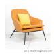 Furniture Leather Covered Leisure Yellow Accent Armchair With Black Metal