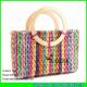 LUDA Rainbow Stripes Corn Husk Woven Bag Summer Beach Straw Bag