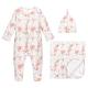 wholesale baby rompers 3pcs hat blanket newborn gift set solid color long sleeve organic cotton baby clothes for 0-24m infant