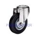 Black Rubber Wheel Bolt Hole Swivel Industrial Castor Wheels 4 Inch