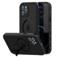 Waterproof Finger Grip Phone Case Magsage Wireless Charge Shock Free Built In Stand