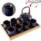 8oz 4 Pieces Asian Tea Set Portable Ceramic Tea Set With C Shaped Handle