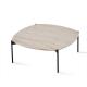 Iron Finish Central Coffee Table Black Satin Finish Natural Travertine Top Metal Legs