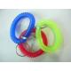 Economical plastic spring wristband coil tether with split key ring as promotional gifts