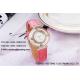 Fashion design wrist watch with colorful pu leather strap and diamond inset dial for ladies