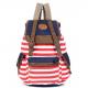 Male and female striped canvas shoulder bag student backpack bags withdraw