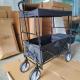 Deluxe Storage Folding Beach Wagon Folding Trolley With Canopy Outdoor