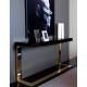 Contemporary Luxury Brushed Brass Stainless Steel Frame Wood top Console table