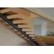 Easy Assembling Modern Straight Staircase , Steel Wood Stairs For Public Project