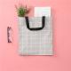 12oz Supermarket Reusable Shopping Bags Gray White Grid Tote Bag With Rope Handle
