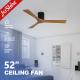 52 Inches 3 Wooden Blade Ceiling Fan With 6 Speed Remote Control DC Type Motor