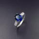 Real Silver Cubic Zirconia Rings Stores / Ladies Blue Gemstone Rings