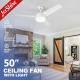 50 Inch 3 MDF Blade 35W 6 Speeds Remote Control Led Ceiling Fan With Light