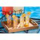oversized wood bamboo food serving tray with handle and folding legs