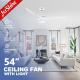 52 Home Office Decorative Ceiling Fan DC Motor Remote Control LED Light Energy Saving