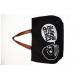 Black Skeleton Printing Reusable Canvas Grocery Bags With PU Leather Handle