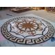 Parquet, natural stone parquet, engineered stone water jet medallion