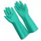 Green nitrile industrial safety gloves