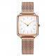 Ladies Square Stainless Steel Back Quartz Watch Mesh Band Wrist Watch