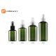 Travel Plastic green Slopping Shape Bottle with Aluminium Spray Pump for Cosmetic Toner Packing