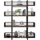Solid Wood Black Metal Shelves Four Tier For Book Storage