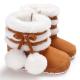 Amazon hot Fluff ball Winter snow warm boy and girl indoor toddler shoes baby booties