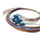 LC UPC Connector Type Colorful Fiber Optic Pigtail for FTTH Equipment 1M/1.5M 12cores