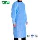Lightweight Long Sleeve Disposable CPE Gowns Blue With Thumb Hook