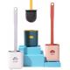 14.96in Flat Rubber Silicone Flex Toilet Brush With Holder Long Handle TPR