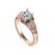 Round Brilliant Cut 18K Rose Gold Ring Illusion Setting Type GIA certificate ODM