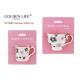 Solid Material Porcelain Cappuccino Espresso Cups AB Grade With Pink Flowers Design
