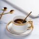 Matte White Ceramic Porcelain Coffee Tea Cups Saucers Sets With Gold Handle 250ml Volume